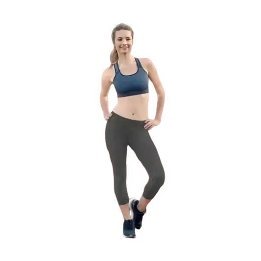 Damen Capri-Leggings von BUYATHOME24 mit UV-Schutz und Vier-Wege-Stretch in verschiedenen Größen, ideal für Yoga und Sport.
