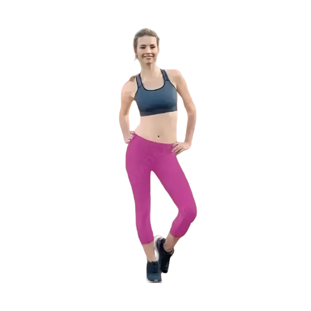 Damen Capri-Leggings von BUYATHOME24 mit UV-Schutz und Vier-Wege-Stretch, in XS bis XL, für Yoga und Freizeit, auf Bild sichtbar
