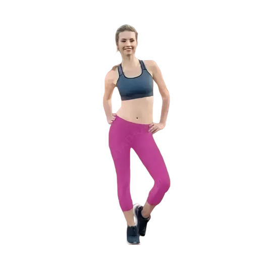 Damen Capri-Leggings von BUYATHOME24 mit UV-Schutz und Vier-Wege-Stretch, in XS bis XL, für Yoga und Freizeit, auf Bild sichtbar