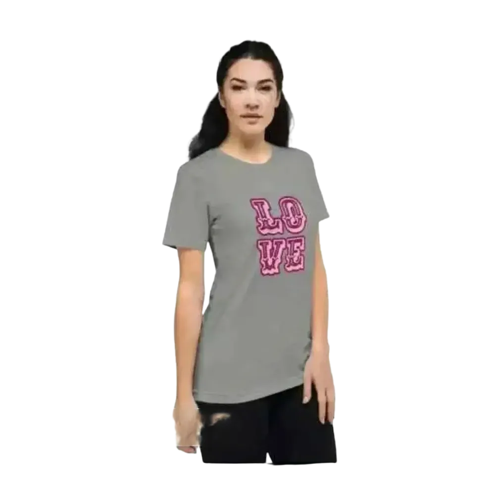 Damen Grafik Rundhalsshirt von BUYATHOME24, kurzärmlig, in verschiedenen Größen, aus Polyester, stilbewusstes T-Shirt für Damen.