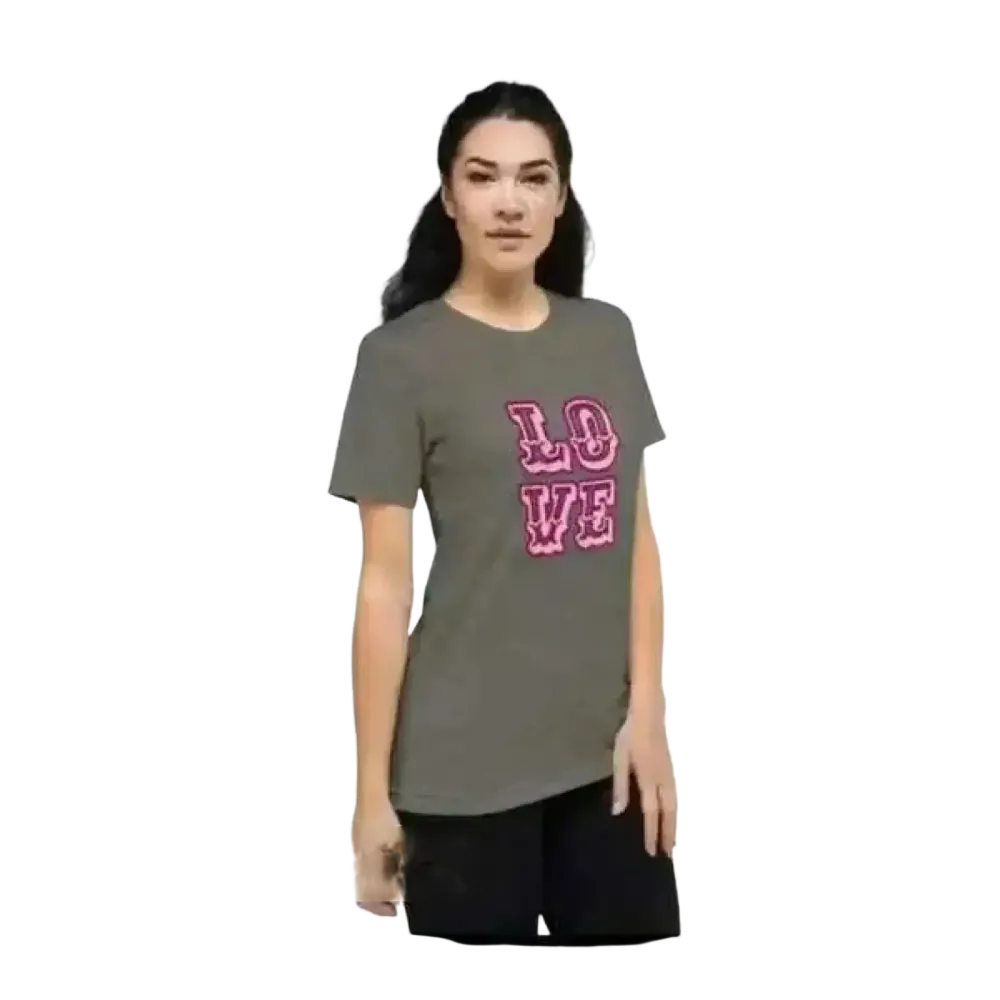 Graues Damen Grafik Rundhalsshirt aus Polyester, kurzarm, für stilbewusste Frauen, in verschiedenen Größen (XS-4XL).