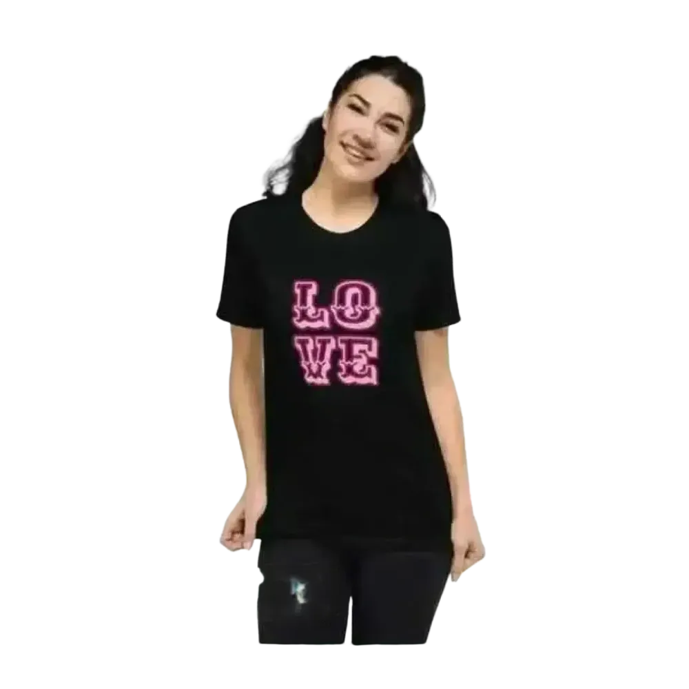 Damen Grafik Rundhalsshirt von BUYATHOME24, kurzarm, in verschiedenen Größen, aus Polyester, für stilbewusste Frauen