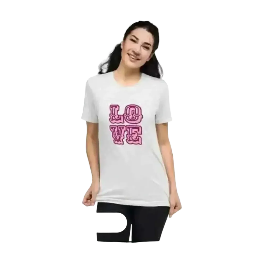 Damen Grafik Kurzarm T-Shirt aus Polyester in verschiedenen Größen, stilvoll für Frauen, mit auffälligem Druck.