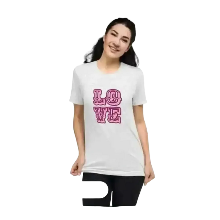 Damen Grafik Kurzarm T-Shirt aus Polyester in verschiedenen Größen, stilvoll für Frauen, mit auffälligem Druck.