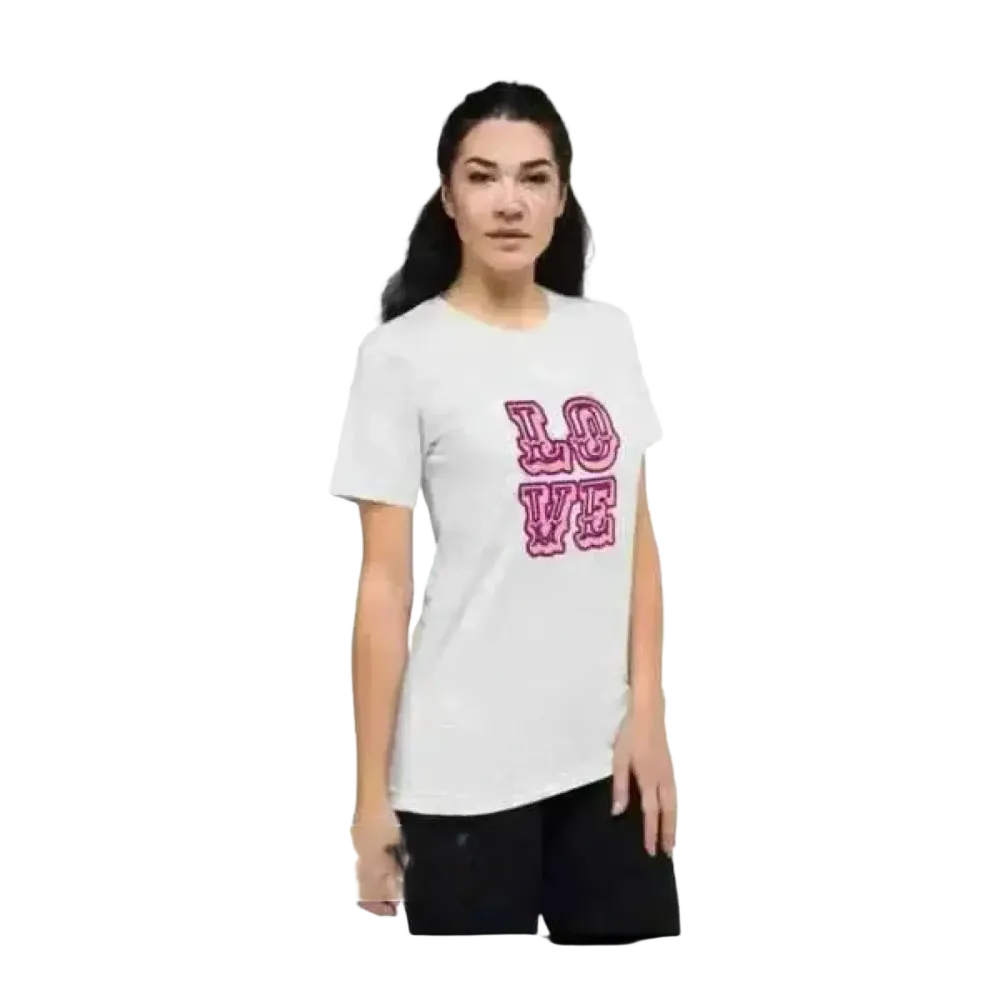 Damen Grafik Rundhalsshirt kurzarm aus Polyester in verschiedenen Größen für stilbewusste Frauen, modisch und bequem.