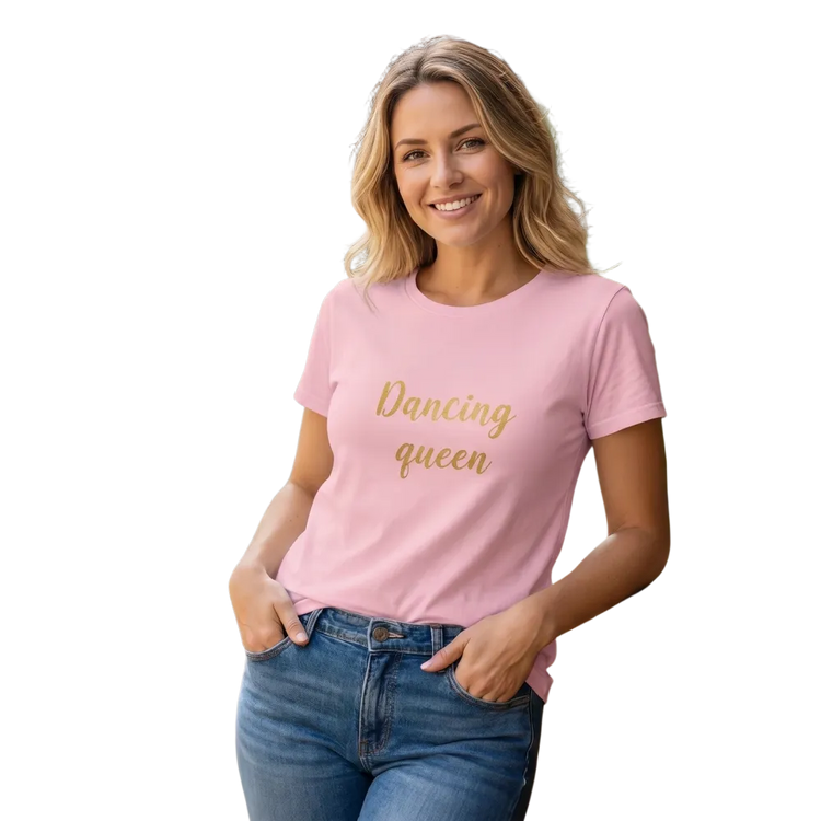Grafik Damen T-Shirt aus Baumwolle mit Rundhalsausschnitt in verschiedenen Größen, modernes Design, bequem und stylish.