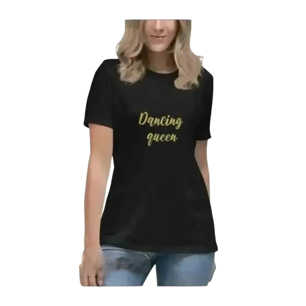 Schwarzes Damen Grafik T-Shirt aus Baumwolle in S bis 3XL, mit modernem Design und Rundhalsausschnitt.