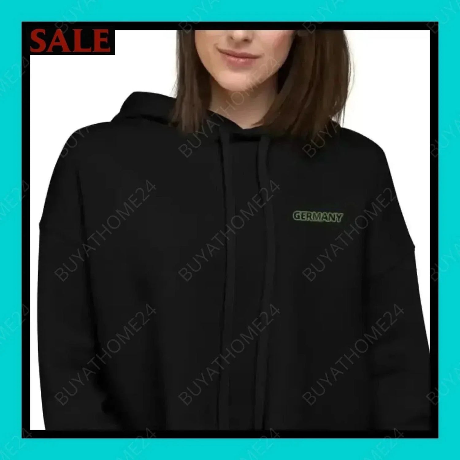 • Damen Hoodie Cropped S-2XL - BUYATHOME24 - bestickt - GERMANY - DAMENMODE, Hoodie