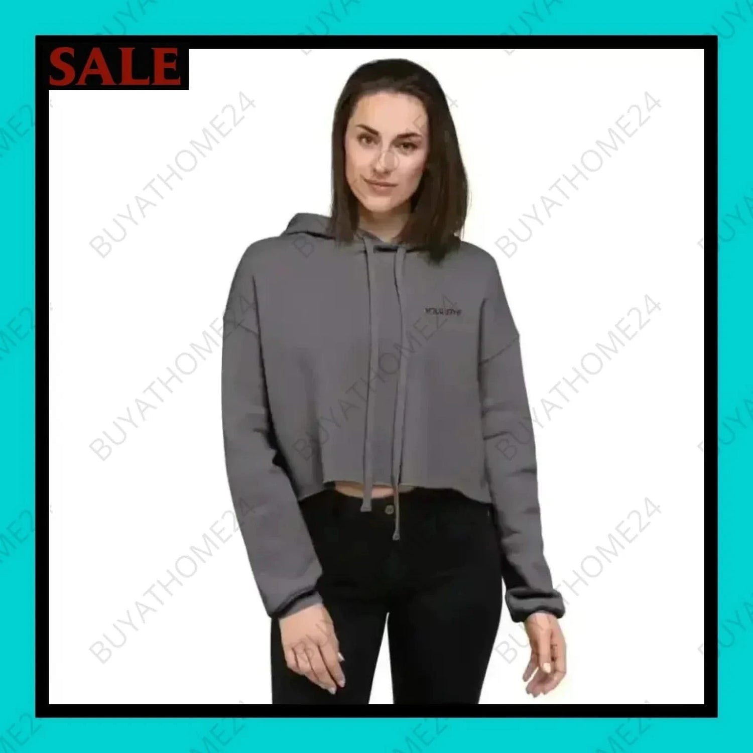 Damen Hoodie Cropped S-2XL - BUYATHOME24 - bestickt - GERMANY - DAMENMODE, Hoodie, YOUR STYLE