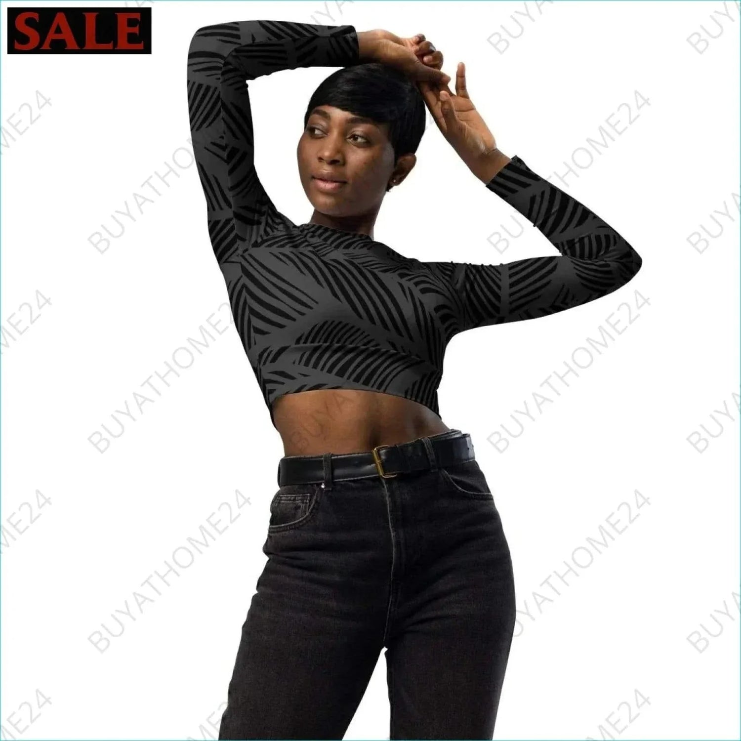 • Damen Langarm Crop Top 2XS-6XL - BUYATHOME24 - Textildruck - GERMANY - DAMENMODE, Langarm Crop Top