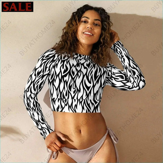 • Damen Langarm Crop Top 2XS-6XL - BUYATHOME24 - Textildruck - GERMANY - DAMENMODE, Langarm Crop Top