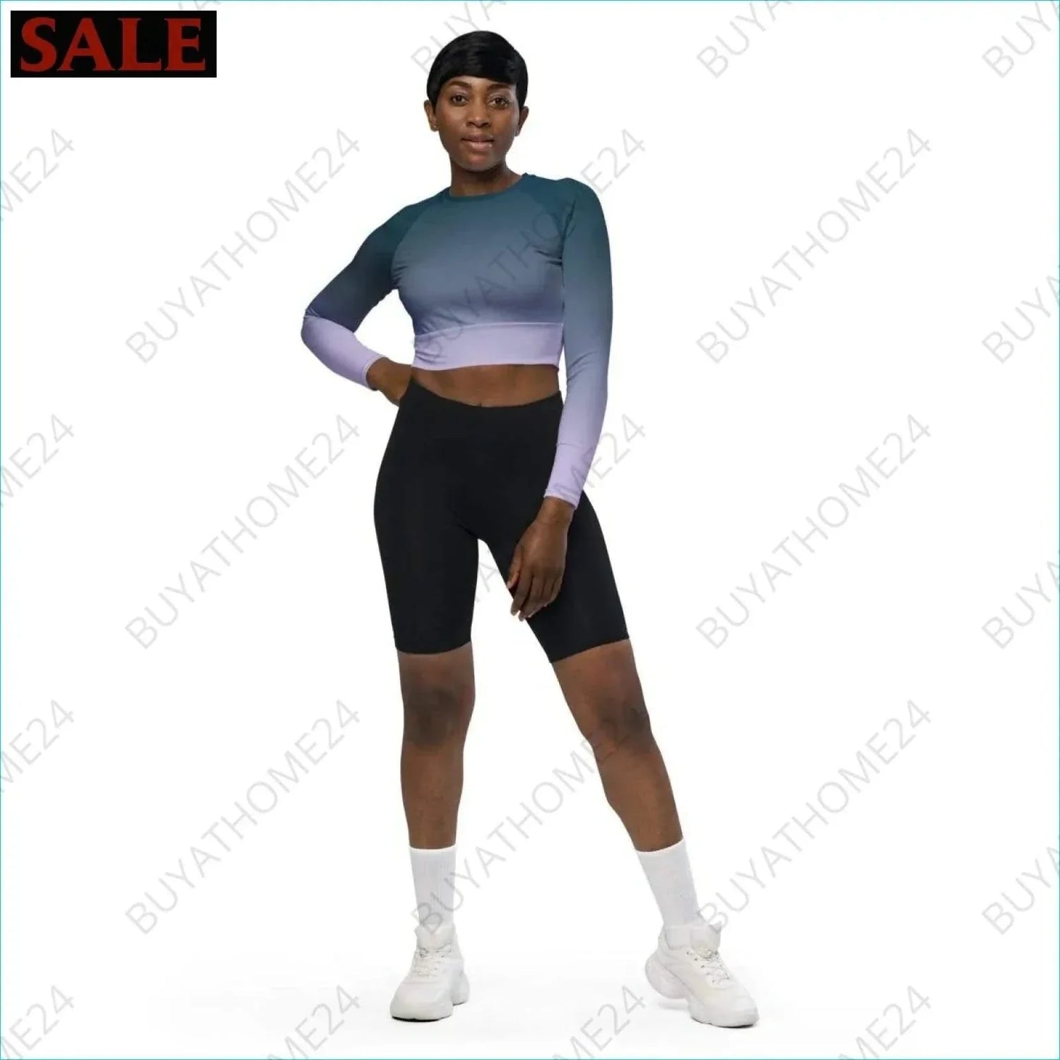 • Damen Langarm Crop Top 2XS-6XL - BUYATHOME24 - Textildruck - GERMANY - DAMENMODE, Langarm Crop Top