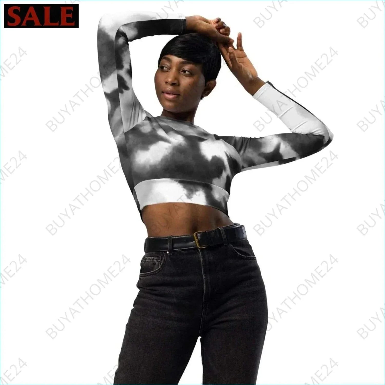 • Damen Langarm Crop Top 2XS-6XL - BUYATHOME24 - Textildruck - GERMANY - DAMENMODE, Langarm Crop Top