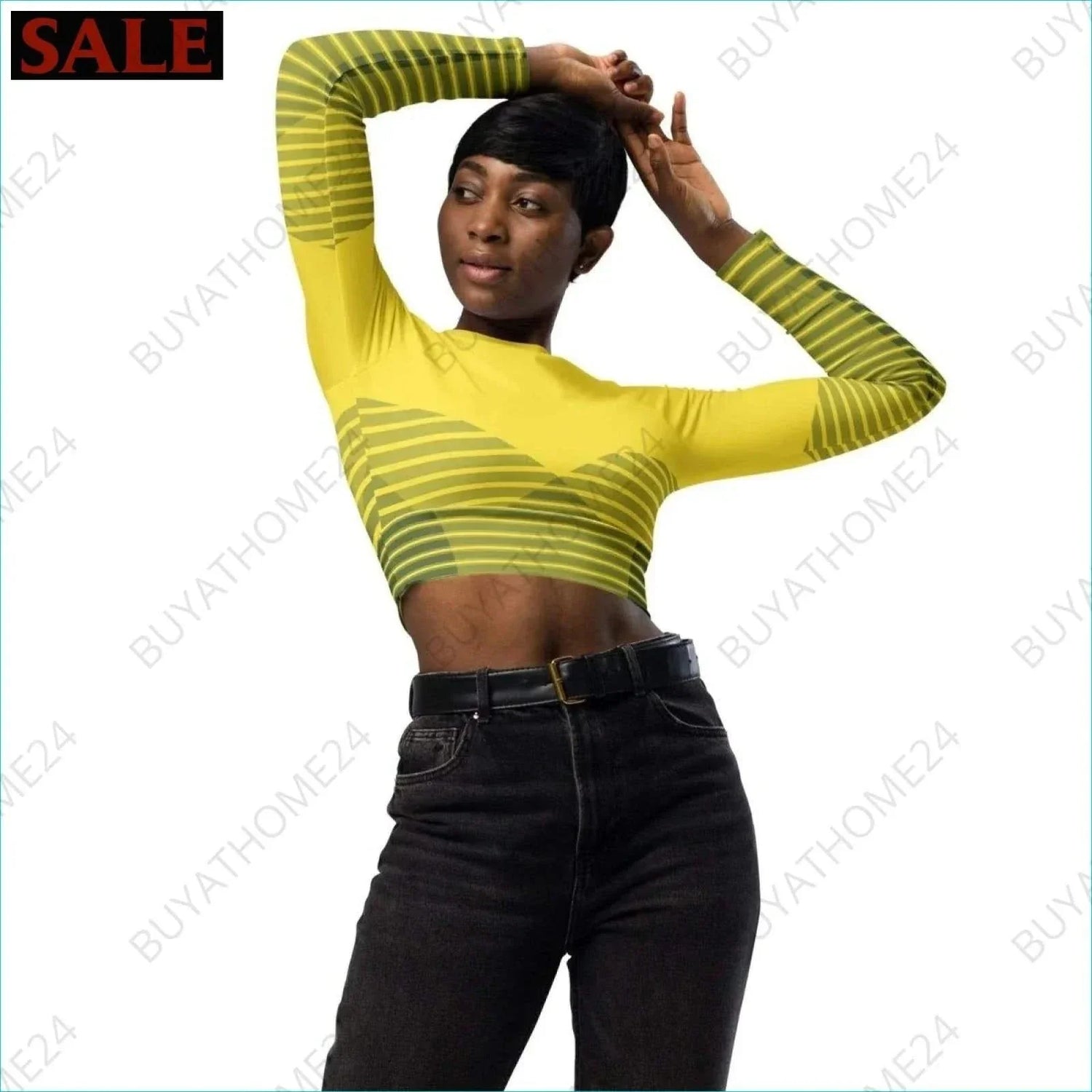 • Damen Langarm Crop Top 2XS-6XL - BUYATHOME24 - Textildruck - GERMANY - DAMENMODE, Langarm Crop Top