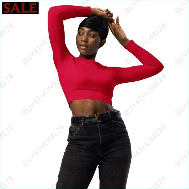 • Damen Langarm Crop Top 2XS-6XL - BUYATHOME24 - Textildruck - GERMANY - DAMENMODE, Langarm Crop Top