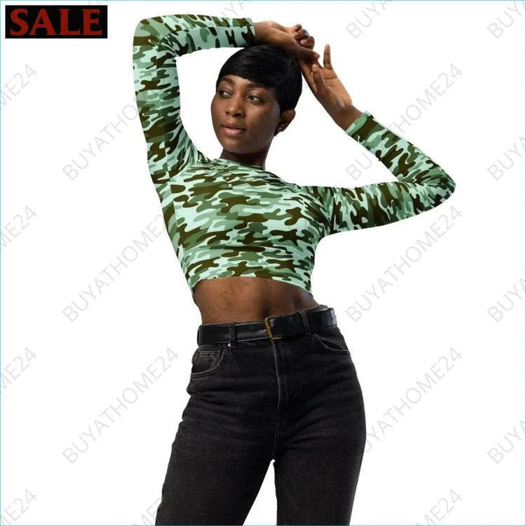 • Damen Langarm Crop Top 2XS-6XL - BUYATHOME24 - Textildruck - GERMANY - DAMENMODE, Langarm Crop Top