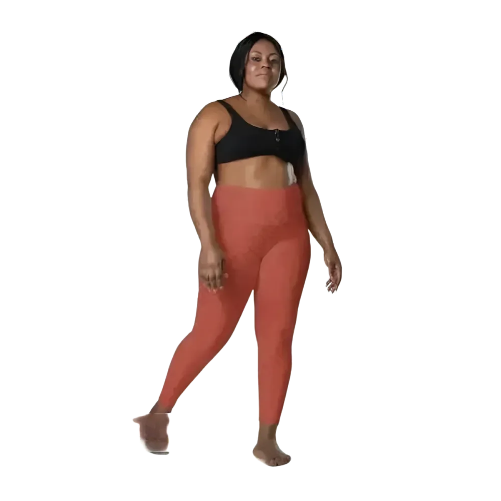 Damen Leggings von BUYATHOME24 mit Seitentaschen, in 2XS bis 6XL, sportlich und bequem, auf einem Model getragen