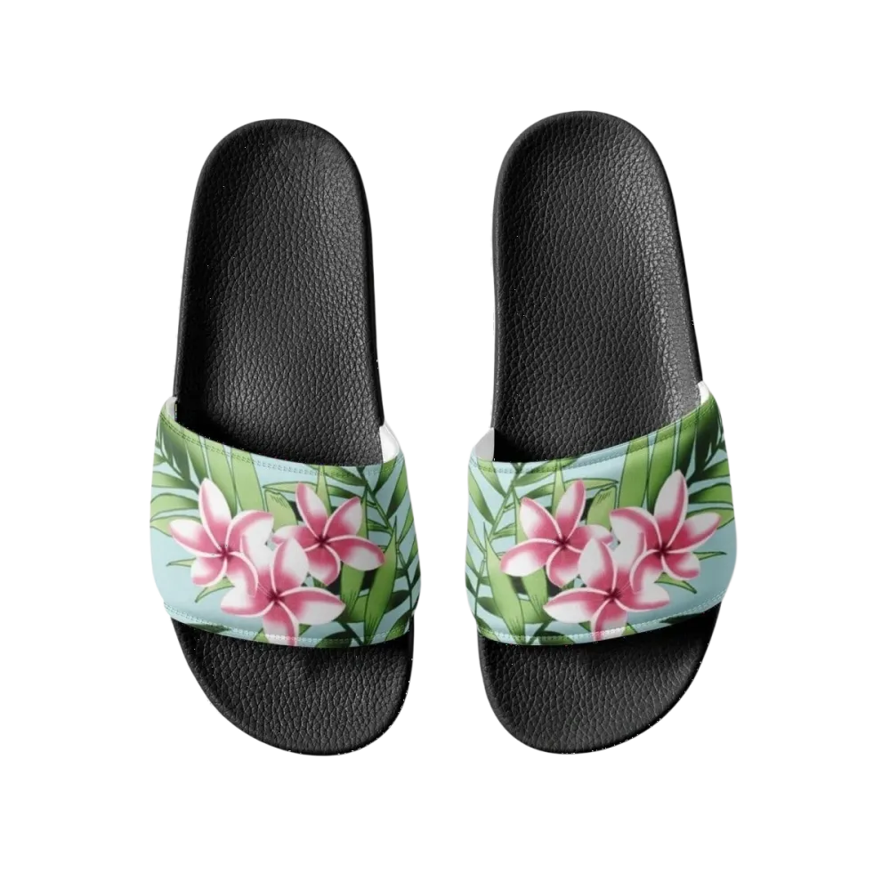 Damen- und Mädchen-Badeschlappen aus Kunstleder in Größe 36-44 von BUYATHOME24, bequeme Badeschlappen für den Sommer.