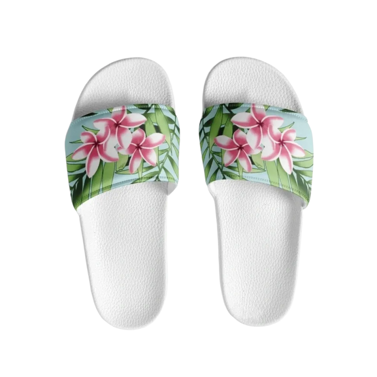 Damen- und Mädchen-Badeschlappen aus Kunstleder in Größe 36-44 von BUYATHOME24, bequeme Sandalen für den Sommer.