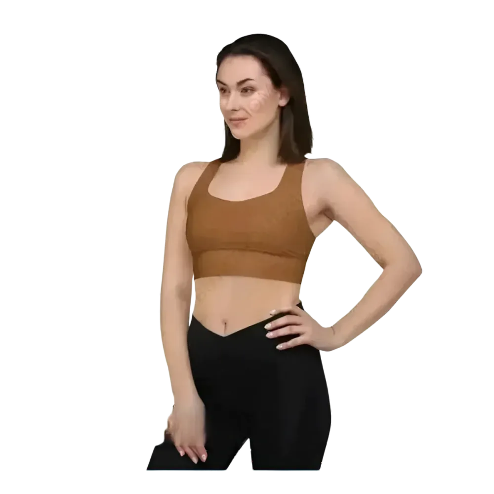 Damen Racerback Tank Crop Top mit Polstern in verschiedenen Größen, sportliche Damenbekleidung von BUYATHOME24