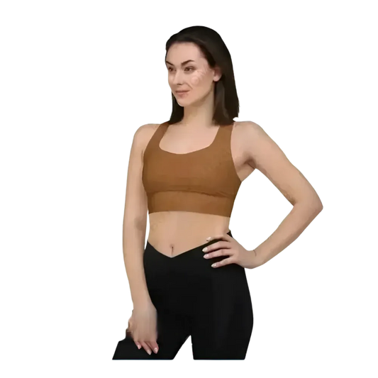 Damen Racerback Tank Crop Top mit Polstern in verschiedenen Größen, sportliche Damenbekleidung von BUYATHOME24