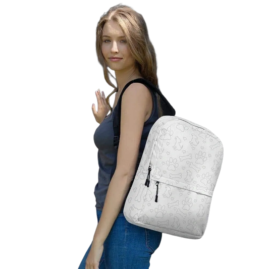 Wasserabweisender Damen-Laptop-Rucksack aus Polyester von BUYATHOME24 mit Textildruck, H 42 cm, B 31 cm, T 10 cm.