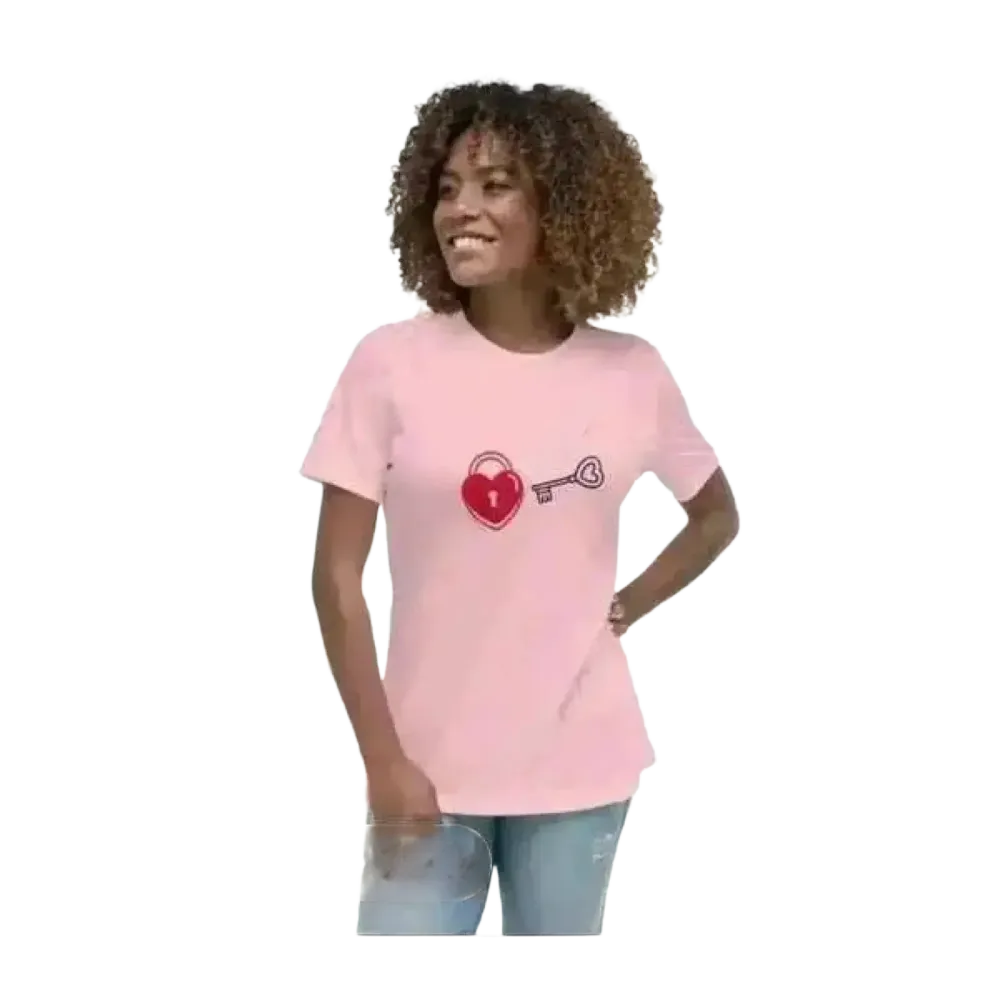 Rosa Damen Baumwoll Rundhalsshirt mit grafischem Design, kurzärmelig, erhältlich in S bis 3XL, stilvolles Damen T-Shirt von BUYATHOME24.
