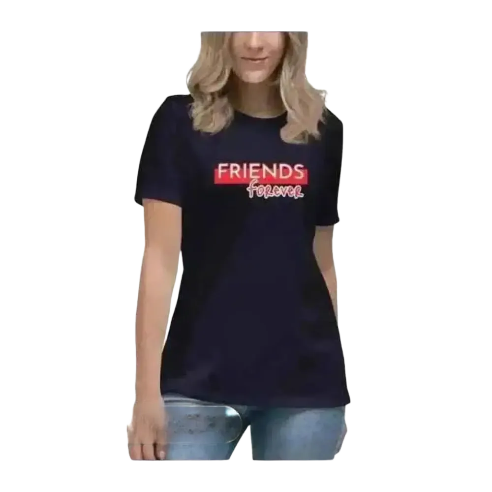 Damen Baumwoll-Rundhalsshirt mit Grafik in Navy, Kurzarm, für Damen S bis 3XL, modischer Alltagslook