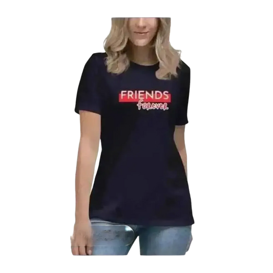 Damen Baumwoll-Rundhalsshirt mit Grafik in Navy, Kurzarm, für Damen S bis 3XL, modischer Alltagslook