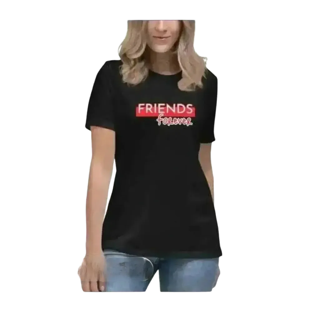 Schwarzes Damen Grafik T-Shirt aus Baumwolle mit Rundhalsausschnitt, Kurzarm, für Damen von S bis 3XL, zeitloser Stil.