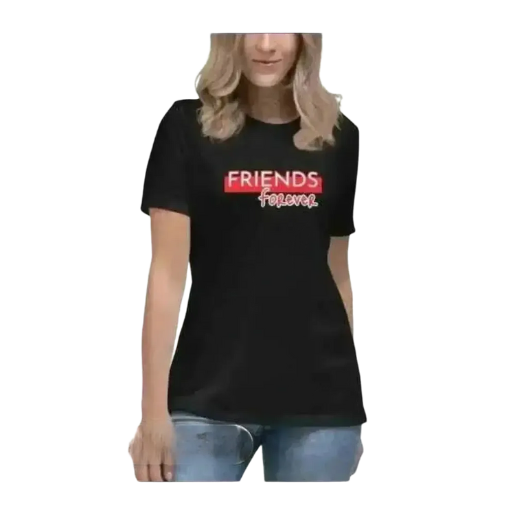 Schwarzes Damen Grafik T-Shirt aus Baumwolle mit Rundhalsausschnitt, Kurzarm, für Damen von S bis 3XL, zeitloser Stil.