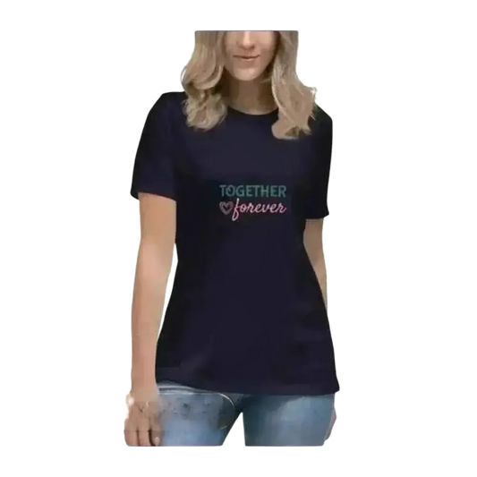 Elegantes Damen Baumwoll-T-Shirt mit Rundhalsausschnitt, Kurzarm, navy, in Größe S bis 3XL, Grafik Design, bequem und stilvoll