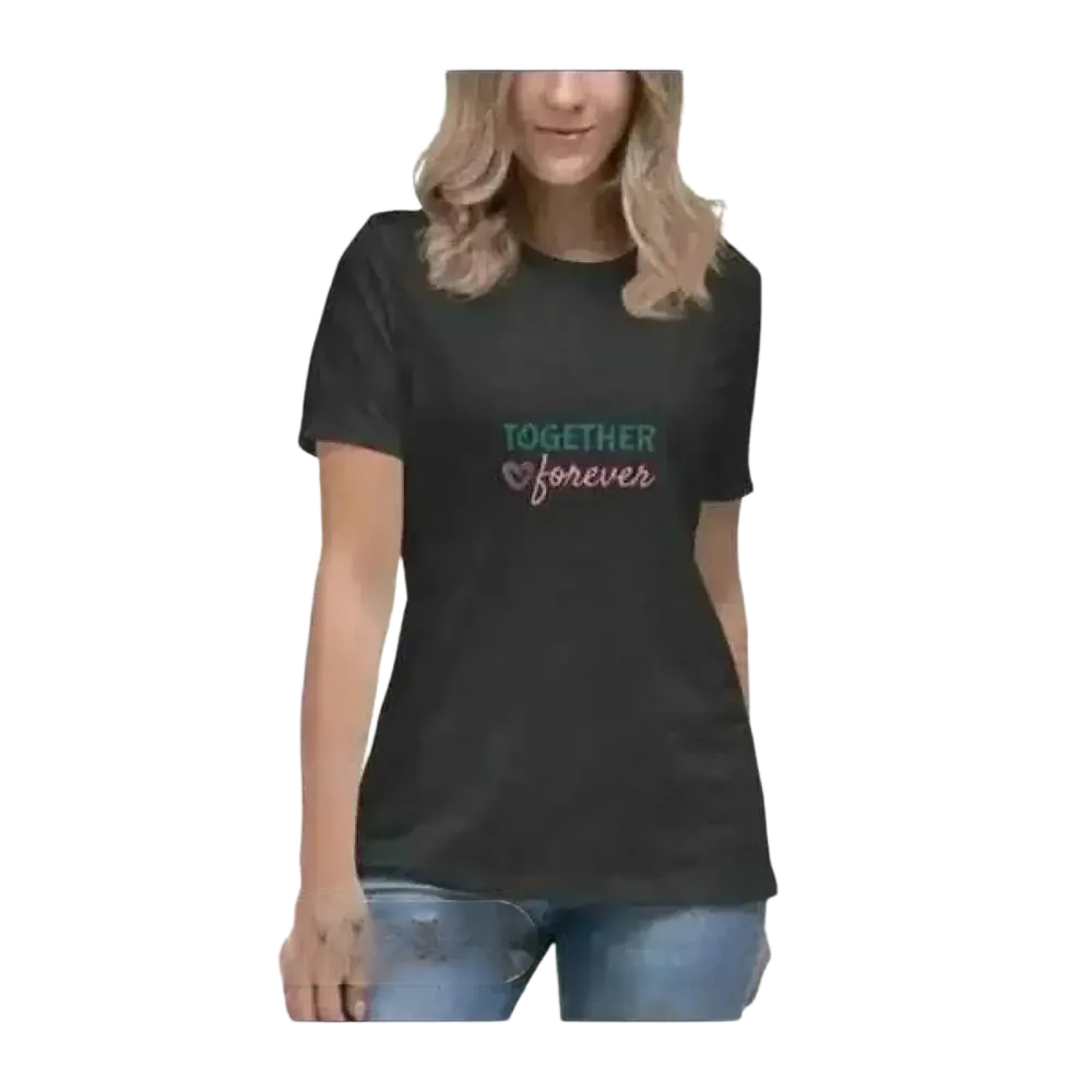 Dunkelgraues Damen Baumwoll-T-Shirt mit Rundhalsausschnitt, Kurzarm, Grafikdesign, in S-3XL, bequem und stilvoll.