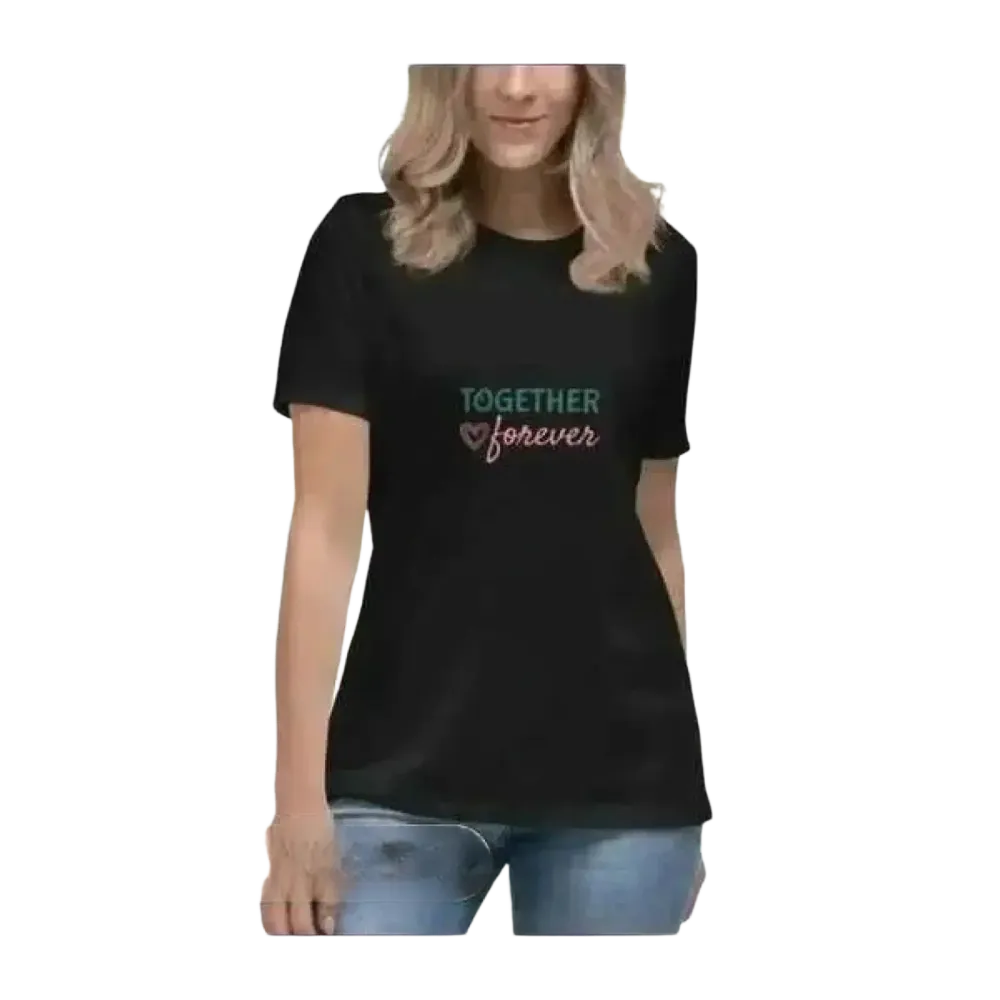 Elegantes schwarzes Damen Baumwoll-T-Shirt mit Rundhalsausschnitt, Kurzarm, für Damen in Größen S-3XL, Grafik-Design.