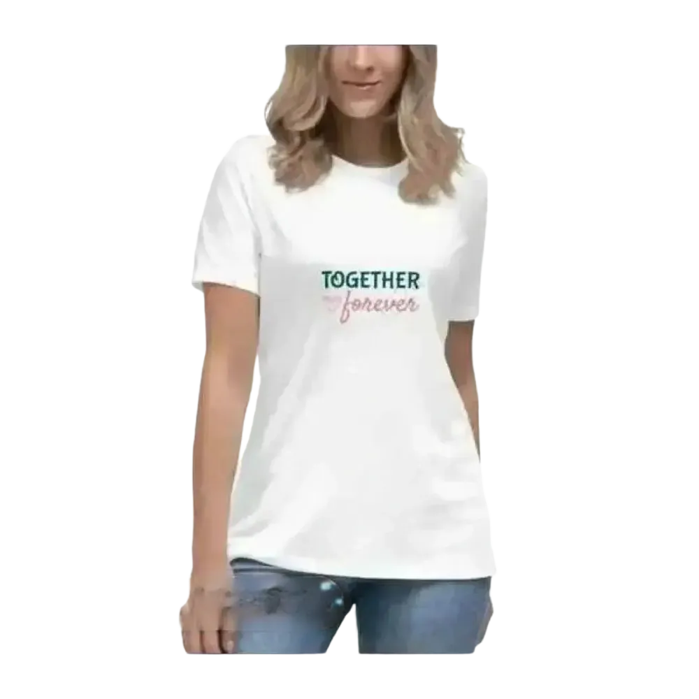 Elegantes Damen Baumwoll T-Shirt mit Rundhalsausschnitt, Kurzarm, in Weiß, erhältlich in den Größen S bis 3XL, mit Grafikdesign.