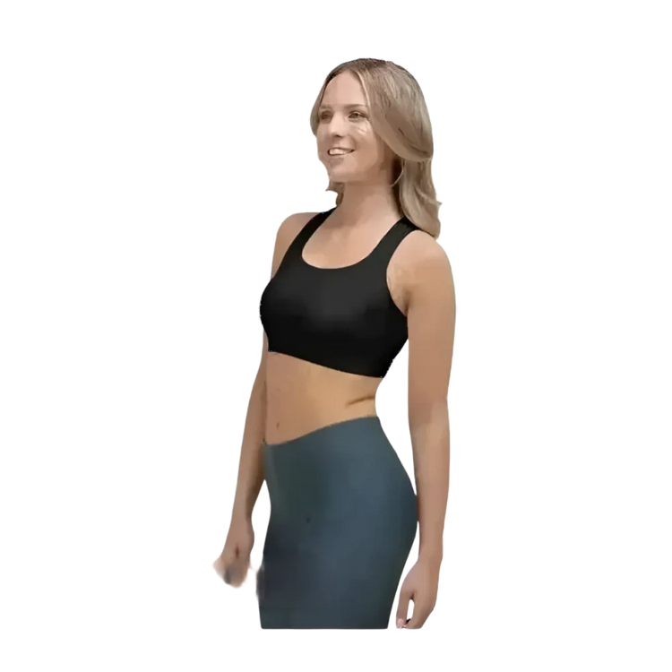 Damen Sport-BH von BUYATHOME24 mit Polstern, 4-Wege-Stretch, in XS bis 2XL, zeigt sportliche Bekleidung und Komfort.