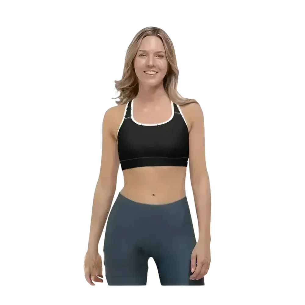 Damen Sport-BH mit Polstern in XS bis 2XL, aus 4-Wege-Stretch, von BUYATHOME24, sportliche Bekleidung, Nahaufnahme