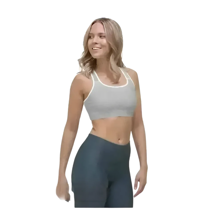 Damen Sport-BH mit Polstern, Racerback und Netzfutter in verschiedenen Größen, von BUYATHOME24, auf einem Modell getragen.