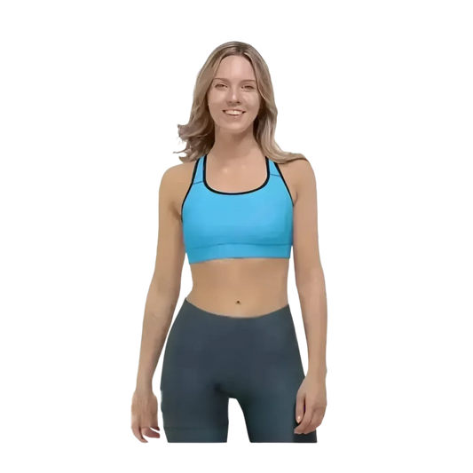 Schwarzer Damen Sport-BH mit Polstern, Racerback, in XS bis 2XL, von BUYATHOME24, sportliche Unterstützung für Damen.