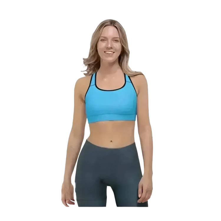 Schwarzer Damen Sport-BH mit Polstern, Racerback, in XS bis 2XL, von BUYATHOME24, sportliche Unterstützung für Damen.