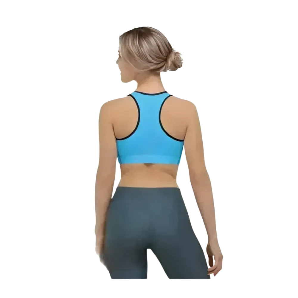 Schwarzer Damen Sport-BH mit Polstern, Racerback, für XS bis 2XL, von BUYATHOME24, sportliche Sportbekleidung