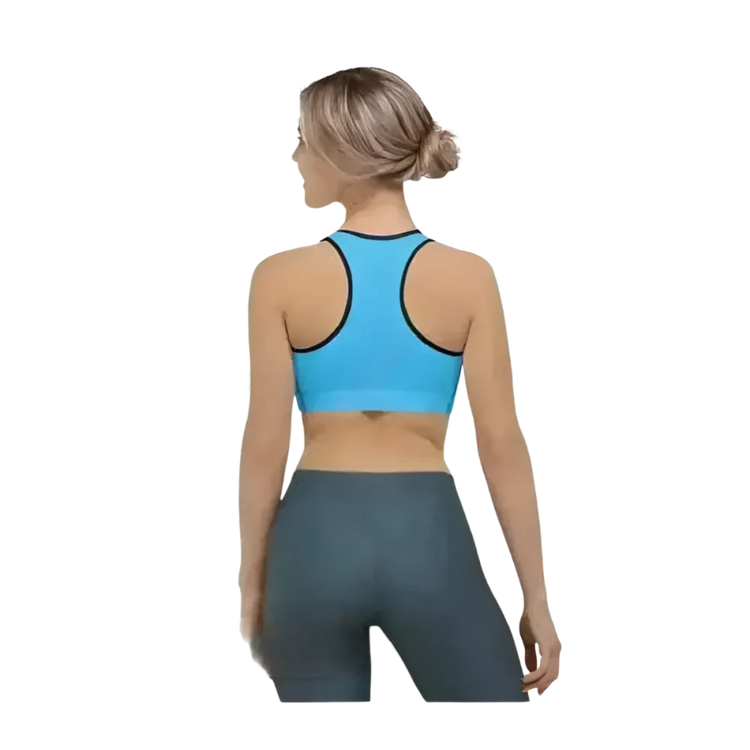Schwarzer Damen Sport-BH mit Polstern, Racerback, für XS bis 2XL, von BUYATHOME24, sportliche Sportbekleidung
