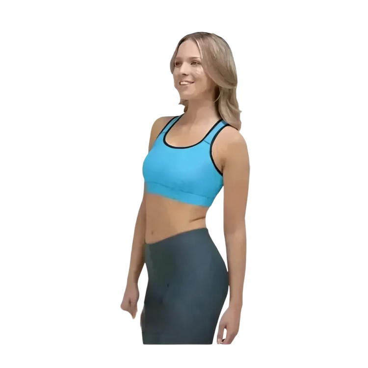 Schwarzer Damen Sport-BH mit Polstern und Racerback, in XS bis 2XL, von BUYATHOME24, sportliche Damenbekleidung