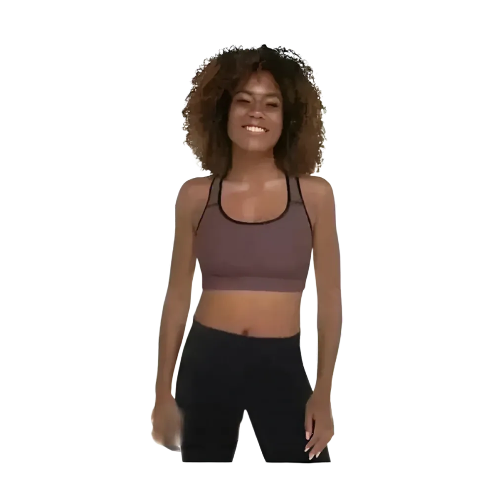 Damen Sport-BH mit Polstern, schnelltrocknend, in XS bis 2XL, von BUYATHOME24, zeigt sportliche Sportbekleidung in verschiedenen Größen
