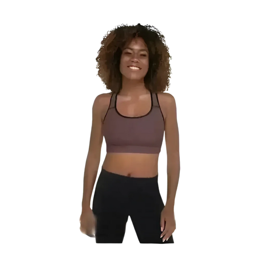 Damen Sport-BH mit Polstern, schnelltrocknend, in XS bis 2XL, von BUYATHOME24, zeigt sportliche Sportbekleidung in verschiedenen Größen