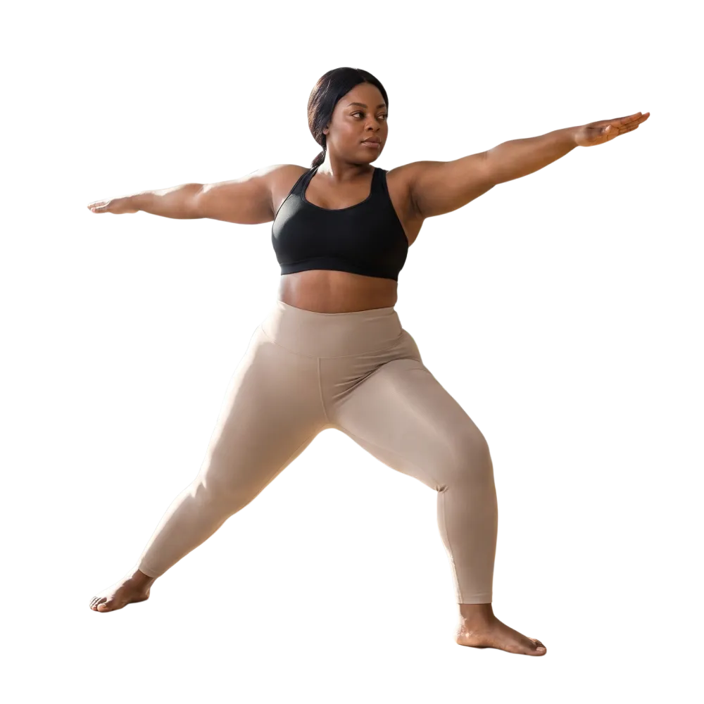 Damen Sport Leggings von BUYATHOME24, hohe Taille, seitliche Taschen, in 2XS bis 6XL, bequem und sportlich, schwarze Farbe