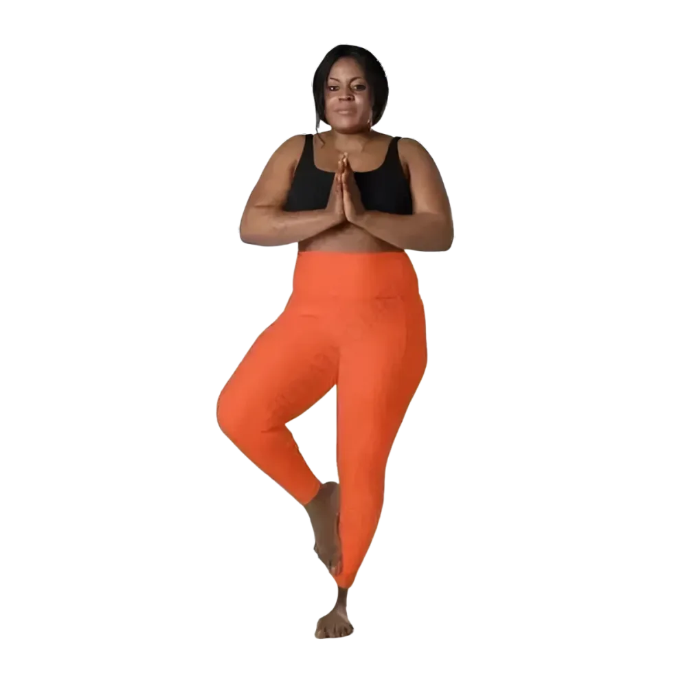 Damen Sport Leggings von BUYATHOME24, hohe Taille mit Seitentaschen, in 2XS bis 6XL, bequeme Sportbekleidung für Damen