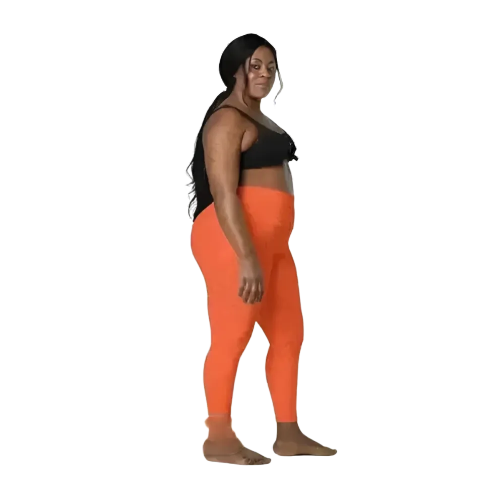 Damen Sport Leggings von BUYATHOME24 mit hoher Taille und Seitentaschen, in 2XS bis 6XL, aus elastischem Sportmaterial.