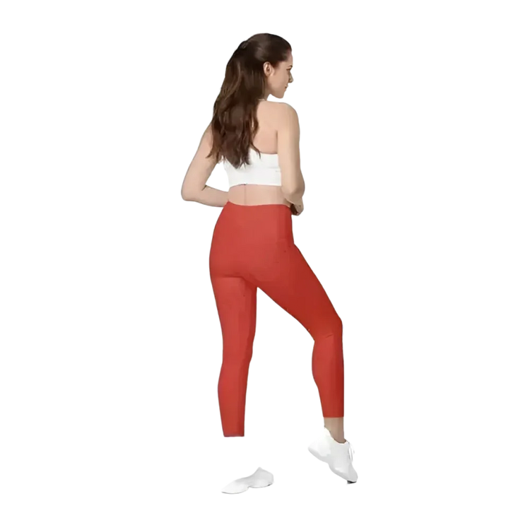 Damen Sport Leggings mit hoher Taille und Seitentaschen, in verschiedenen Größen, von BUYATHOME24, sportliche und bequeme Sportbekleidung