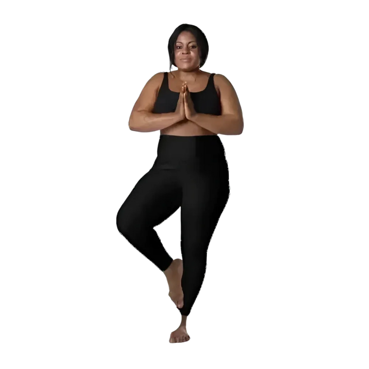 Damen Sport Leggings von BUYATHOME24 mit hoher Taille und Seitentaschen, in 2XS bis 6XL, bequem und sportlich.